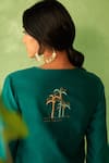 Shop_Charkhee_Green Chanderi, Voile, Cotton Satin, Organza Embroidery Peacock Kurta Set _Online_at_Aza_Fashions