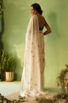 Shop_Charkhee_White Chanderi Embroidery Round Neck Designer Saree Set _at_Aza_Fashions