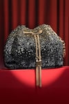 Buy_House Of Bio_Black Crystals Noor And Gold Velvet Potli Bag _Online_at_Aza_Fashions