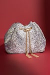 Buy_House Of Bio_Silver Crystals Velvet Potli Bag _at_Aza_Fashions