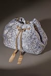 Buy_House Of Bio_Silver Crystals Velvet Potli Bag _Online_at_Aza_Fashions