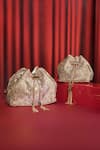 House Of Bio_Gold Crystals Light Velvet Potli Bag _Online_at_Aza_Fashions