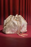 Buy_House Of Bio_Gold Crystals Light Velvet Potli Bag _at_Aza_Fashions