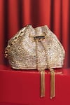 Buy_House Of Bio_Gold Crystals Light Designer Potli Bag _at_Aza_Fashions