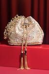 House Of Bio_Gold Crystals Light Designer Potli Bag _Online_at_Aza_Fashions