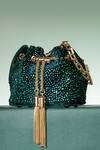 Buy_House Of Bio_Green Crystals Nora Mini Potli Bag _at_Aza_Fashions
