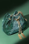 House Of Bio_Green Crystals Nora Mini Potli Bag _Online_at_Aza_Fashions