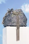 Buy_House Of Bio_Blue Crystals Denim Mini Potli Bag  _Online_at_Aza_Fashions