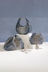 Shop_House Of Bio_Blue Crystals Denim Mini Potli Bag  _Online_at_Aza_Fashions