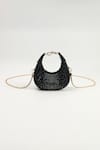 House Of Bio_Black Crystals Mehfil Moon Bag _Online_at_Aza_Fashions