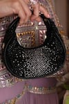 Buy_House Of Bio_Black Crystals Mehfil Moon Bag _at_Aza_Fashions
