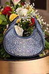 Buy_House Of Bio_Blue Crystals Mehfil Denim Moon Bag _Online_at_Aza_Fashions