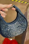 Shop_House Of Bio_Blue Crystals Mehfil Denim Moon Bag _Online_at_Aza_Fashions