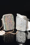 Shop_House Of Bio_Gold Crystals, Studs Quinn Designer Mobile Bag  _at_Aza_Fashions