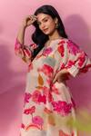 Shop_Meher By Islie_Multi Color Crepe Embroidery V-neck Printed Hand Kurta Set _Online_at_Aza_Fashions