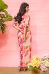 Shop_Meher By Islie_Pink Crepe Round Neck Printed Dress With Slip _at_Aza_Fashions