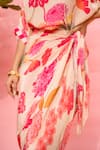 Buy_Meher By Islie_Pink Crepe Round Neck Printed Dress With Slip 