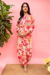 Buy_Meher By Islie_Pink Crepe Tassels High Neck Printed Designer Jumpsuit _at_Aza_Fashions