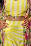 Buy_Meher By Islie_Yellow Crepe Square Neck Printed Skirt Set With Cape 