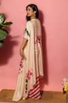 Meher By Islie_Pink Crepe Sequins Square , Open Printed Dress With Cape _Online_at_Aza_Fashions
