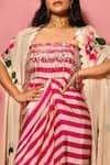 Buy_Meher By Islie_Pink Crepe Sequins Square , Open Printed Dress With Cape _Online_at_Aza_Fashions