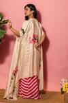 Shop_Meher By Islie_Pink Crepe Sequins Square , Open Printed Dress With Cape _at_Aza_Fashions