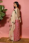 Shop_Meher By Islie_Pink Crepe Round Neck Printed And Cream Skirt Set _at_Aza_Fashions