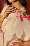Meher By Islie_Pink Crepe Round Neck Printed And Cream Skirt Set _Online_at_Aza_Fashions