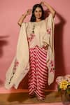 Buy_Meher By Islie_Pink Crepe Round Neck Printed And Cream Skirt Set _Online_at_Aza_Fashions