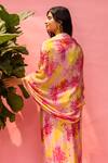 Shop_Meher By Islie_Pink Crepe Tassels V-neck Printed Designer Dress With _at_Aza_Fashions