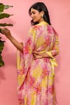 Shop_Meher By Islie_Pink Crepe Tassels High Neck Asymmetric Printed Dress _Online_at_Aza_Fashions