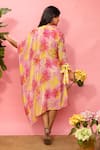 Shop_Meher By Islie_Pink Crepe Tassels High Neck Asymmetric Printed Dress _at_Aza_Fashions