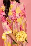 Shop_Meher By Islie_Pink Crepe Tassels High Neck Asymmetric Printed Dress 