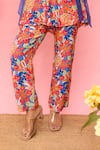 Shop_Meher By Islie_Multi Color Crepe Tassels Collared, Round Neck Printed Pant Set With Cape _Online_at_Aza_Fashions