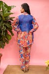 Shop_Meher By Islie_Multi Color Crepe Tassels Collared, Round Neck Printed Pant Set With Cape _at_Aza_Fashions