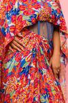 Meher By Islie_Multi Color Crepe, Net Tassels Round Neck Printed Dress _at_Aza_Fashions