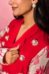 Buy_Meher By Islie_Red Crepe Pearls Collared Printed Pant Set _Online_at_Aza_Fashions