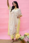 Buy_Meher By Islie_White Crepe Embroidery V-neck Printed Kaftan With Pant _Online_at_Aza_Fashions