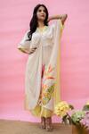 Buy_Meher By Islie_White Crepe Embroidery V-neck Printed Kaftan With Pant _at_Aza_Fashions