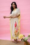 Shop_Meher By Islie_White Crepe Embroidery V-neck Printed Kaftan With Pant _Online_at_Aza_Fashions