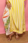 Buy_Meher By Islie_Yellow Crepe V-neck Printed Kurta Set _Online_at_Aza_Fashions