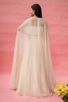 Shop_Meher By Islie_White Crepe Sequins Round Neck Hand Embroidered Skirt Set _at_Aza_Fashions