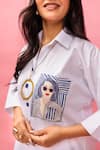 Meher By Islie_White Crepe Collared Hand Painted Pant Set _Online_at_Aza_Fashions