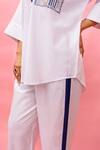 Buy_Meher By Islie_White Crepe Collared Hand Painted Pant Set _Online_at_Aza_Fashions