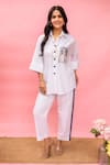Buy_Meher By Islie_White Crepe Collared Hand Painted Pant Set 