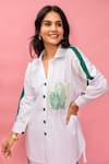 Meher By Islie_White Crepe Collared Hand Painted Pant Set _Online