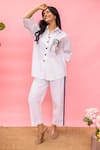Shop_Meher By Islie_White Crepe Collared Hand Painted Pant Set _Online
