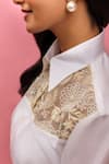 Buy_Meher By Islie_White Crepe Embroidery Collared, Round Neck Printed Hand Pant Set _Online_at_Aza_Fashions