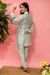 Shop_Meher By Islie_Sky Blue Crepe Embroidery Collared Hand Pant Set _at_Aza_Fashions