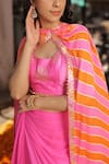 Meher By Islie_Pink Georgette, Silk Embroidery Round Neck Hot Hand Designer Set _Online_at_Aza_Fashions